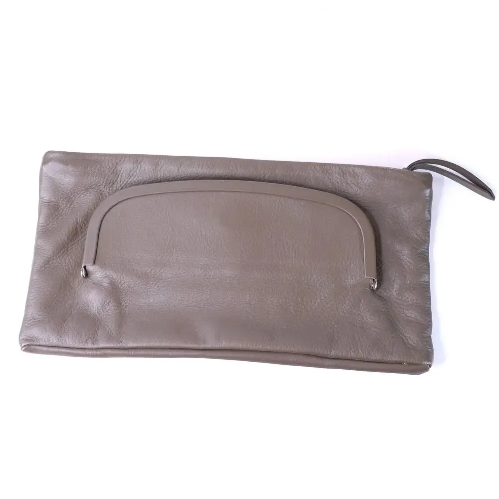 MM6 Dark Taupe Clutch Maison Martin Margiela Pebbled Leather Two Pocket Wallet